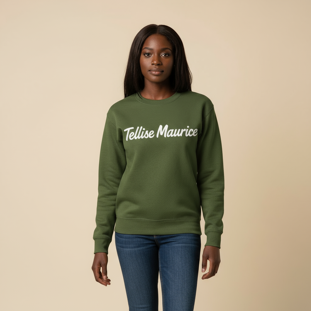 TELLISE MAURICE Unisex Crew Neck Forest Green Sweatshirt