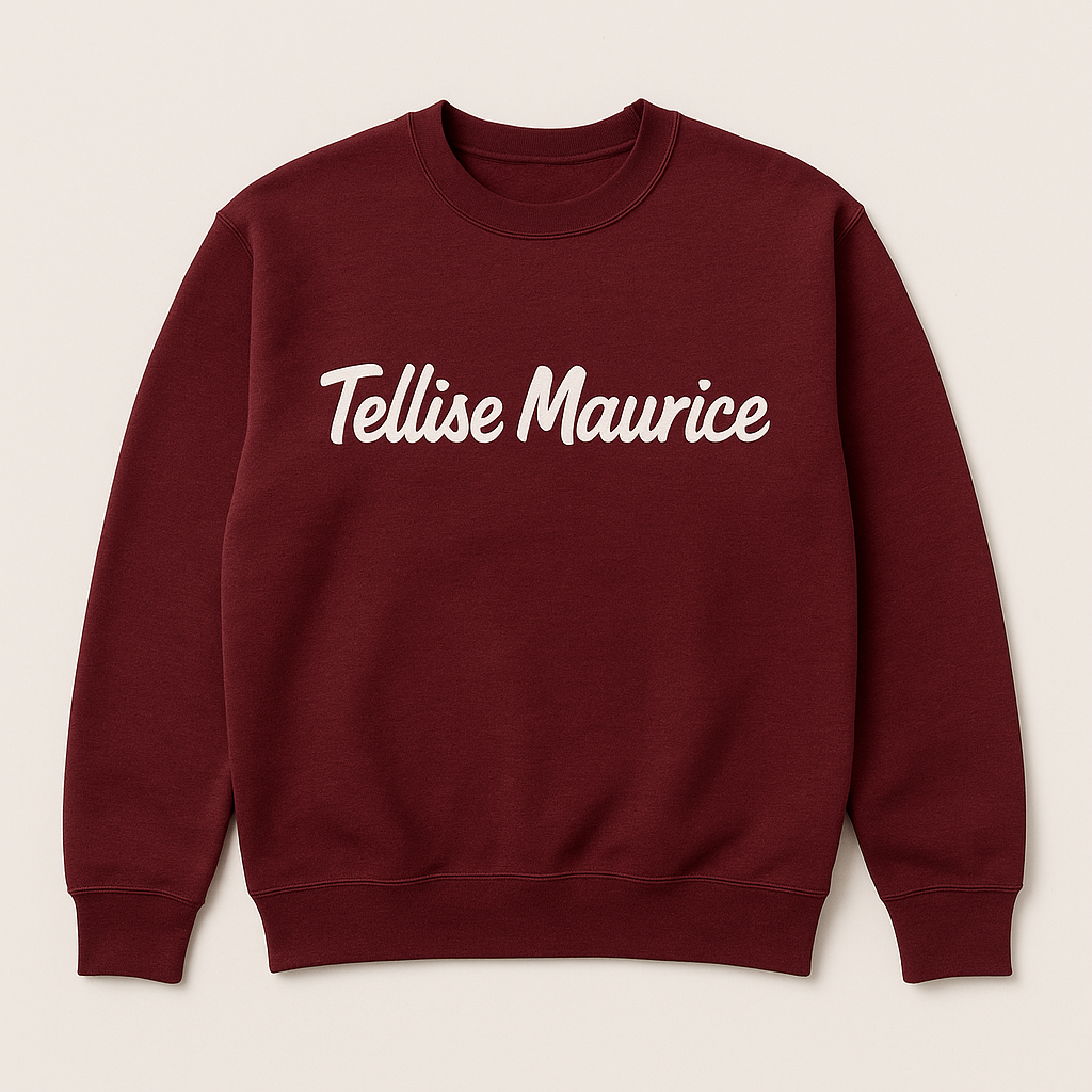 TELLISE MAURICE Unisex Crew Neck Maroon Sweatshirt
