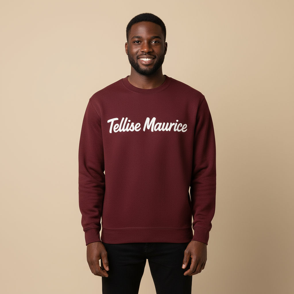 TELLISE MAURICE Unisex Crew Neck Maroon Sweatshirt