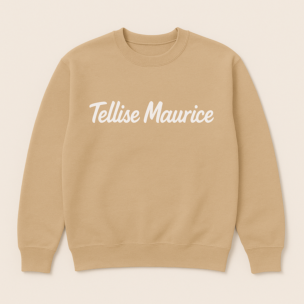 TELLISE MAURICE Unisex Crew Neck Sand Khaki Sweatshirt