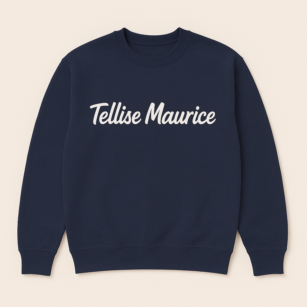 TELLISE MAURICE Unisex Crew Neck Navy Sweatshirt