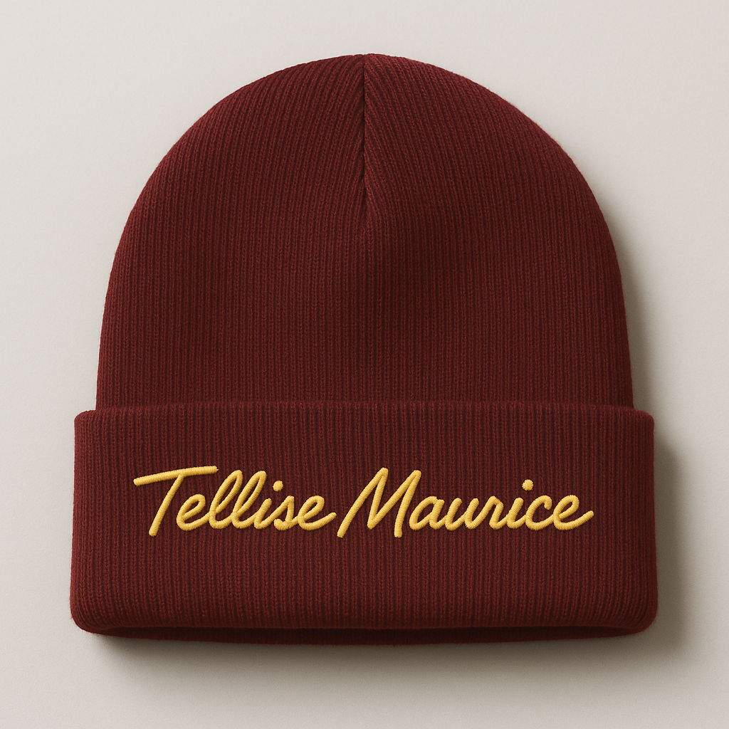 TELLISE MAURICE Maroon Beanie