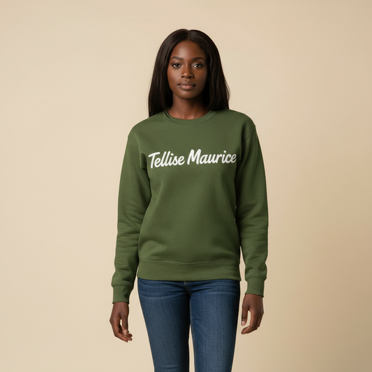 TELLISE MAURICE Unisex Crew Neck Forest Green Sweatshirt