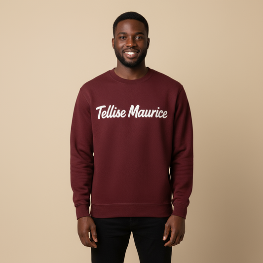 TELLISE MAURICE Unisex Crew Neck Maroon Sweatshirt