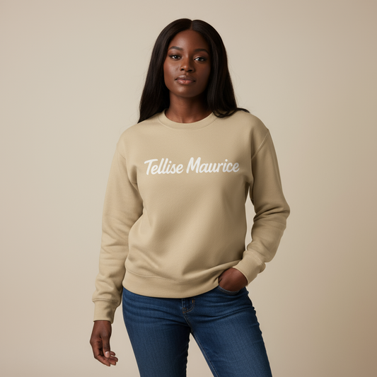 TELLISE MAURICE Unisex Crew Neck Sand Khaki Sweatshirt