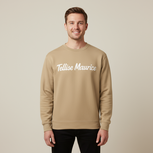 TELLISE MAURICE Unisex Crew Neck Sand Khaki Sweatshirt