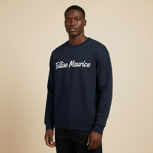 TELLISE MAURICE Unisex Crew Neck Navy Sweatshirt