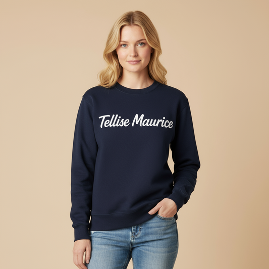 TELLISE MAURICE Unisex Crew Neck Navy Sweatshirt
