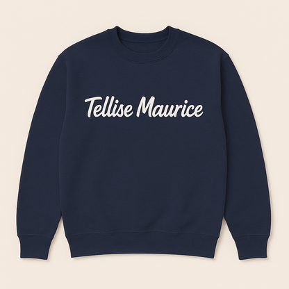 TELLISE MAURICE Unisex Crew Neck Navy Sweatshirt