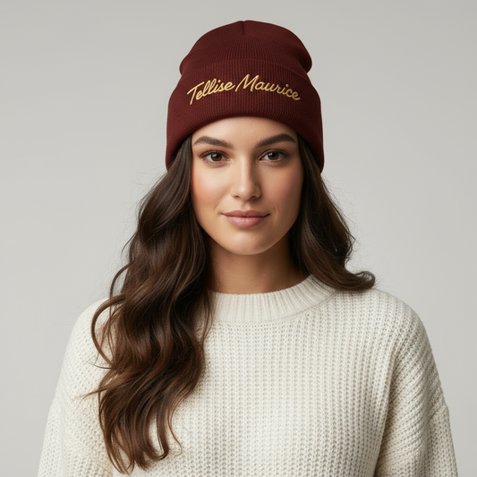 TELLISE MAURICE Maroon Beanie